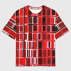 Женская футболка оверсайз Красные прямоугольники