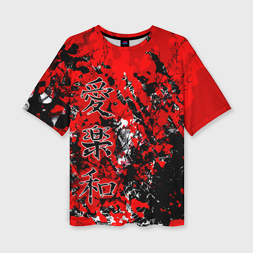 Женская футболка оверсайз Японский стиль иероглифы / 3D-принт – фото 1