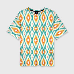 Женская футболка оверсайз Геометрический узор икат - орнамент народов узбеки