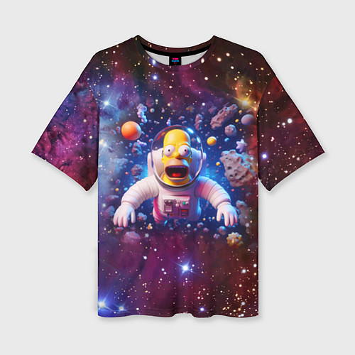 Женская футболка оверсайз Homer Simpson in space - ai art / 3D-принт – фото 1