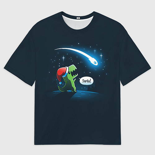 Женская футболка оверсайз Новогодний ти рекс / 3D-принт – фото 1