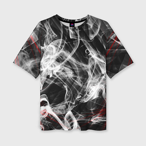 Женская футболка оверсайз Серый дым узоры / 3D-принт – фото 1