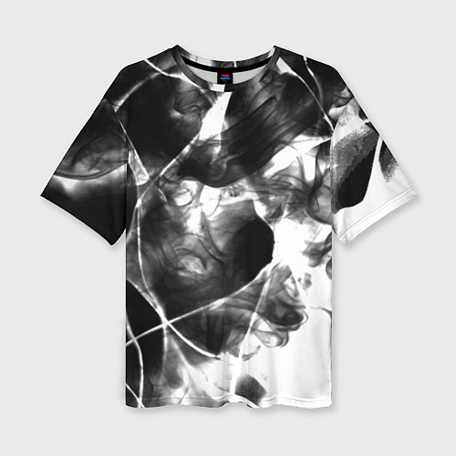 Женская футболка оверсайз Черный дым и паттерны / 3D-принт – фото 1