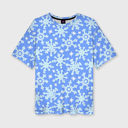 Женская футболка оверсайз Мультяшные снежинки / 3D-принт – фото 1
