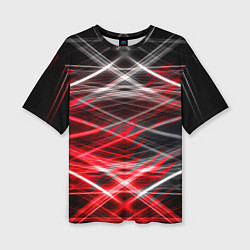 Женская футболка оверсайз Красный лазер линии
