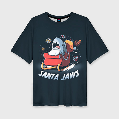 Женская футболка оверсайз Santa Jaws / 3D-принт – фото 1