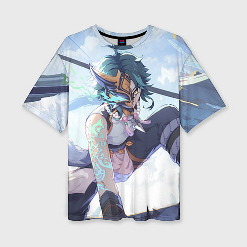 Женская футболка оверсайз Genshin Impact Сяо Xiao Mask / 3D-принт – фото 1