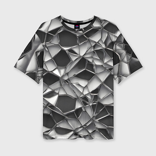 Женская футболка оверсайз Чёрно-белая сетка / 3D-принт – фото 1
