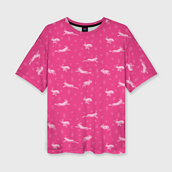 Женская футболка оверсайз Розовые зайцы