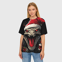 Футболка оверсайз женская Злой новогодний дракон, цвет: 3D-принт — фото 2