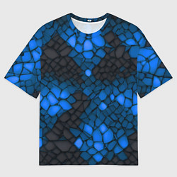 Футболка оверсайз женская Синий трескающийся камень, цвет: 3D-принт