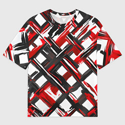 Футболка оверсайз женская Красные и чёрные мазки, цвет: 3D-принт