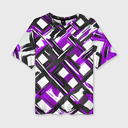 Футболка оверсайз женская Фиолетовые и чёрные мазки, цвет: 3D-принт