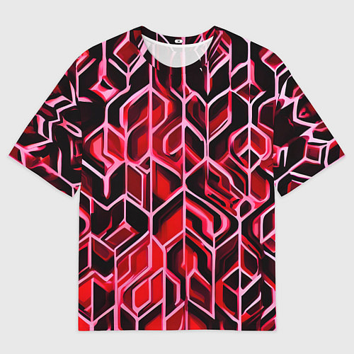 Женская футболка оверсайз Красный узор / 3D-принт – фото 1