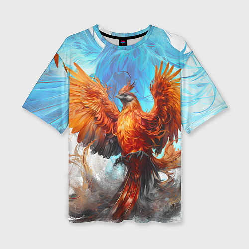 Женская футболка оверсайз Птица феникс в огне / 3D-принт – фото 1