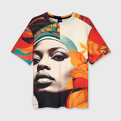Женская футболка оверсайз Африканская девушка с дредами / 3D-принт – фото 1