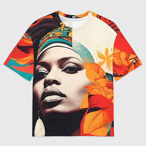 Женская футболка оверсайз Африканская девушка с дредами / 3D-принт – фото 1
