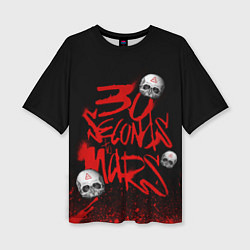 Женская футболка оверсайз Thirty seconds to mars skulls