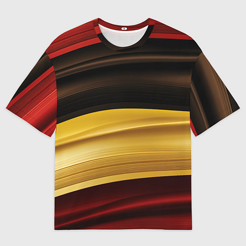 Женская футболка оверсайз Черный красный желтый цвет абстракции / 3D-принт – фото 1