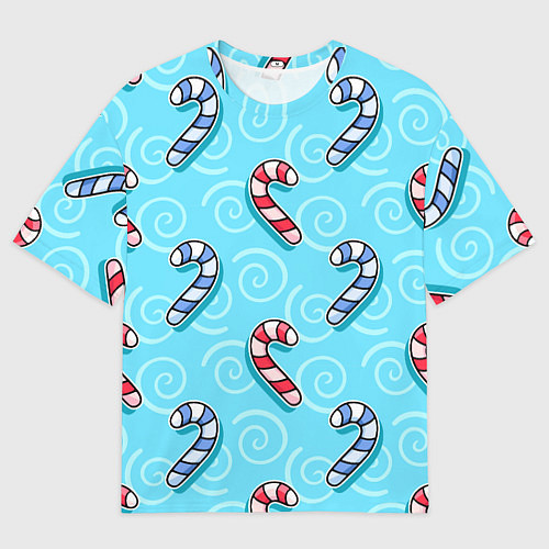Женская футболка оверсайз Новогодний леденец трость / 3D-принт – фото 1
