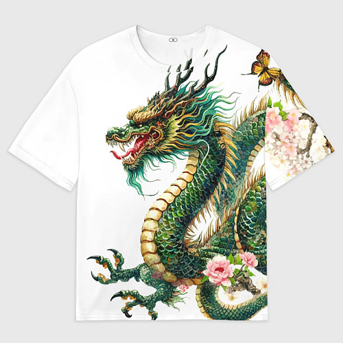 Женская футболка оверсайз Японский дракон - ирезуми искусство / 3D-принт – фото 1