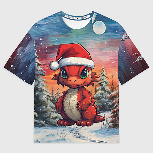 Женская футболка оверсайз Маленький красный дракон / 3D-принт – фото 1