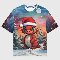 Женская футболка оверсайз Маленький красный дракон