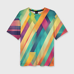 Женская футболка оверсайз Цветные диагональные полосы