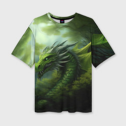 Женская футболка оверсайз Зеленый фэнтази дракон 2024