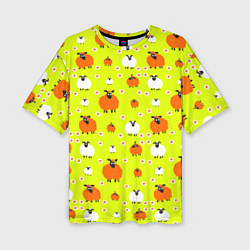 Футболка оверсайз женская Стадо овец в поле, цвет: 3D-принт