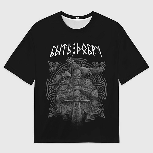 Женская футболка оверсайз Воин в языческой символике / 3D-принт – фото 1