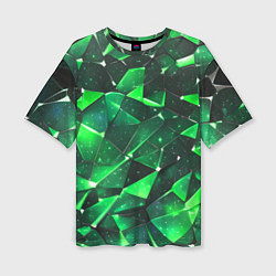 Женская футболка оверсайз Зелёное разбитое стекло