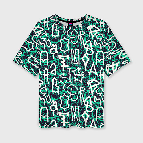 Женская футболка оверсайз Символы каракули / 3D-принт – фото 1