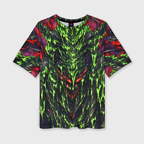 Женская футболка оверсайз Green and red slime / 3D-принт – фото 1