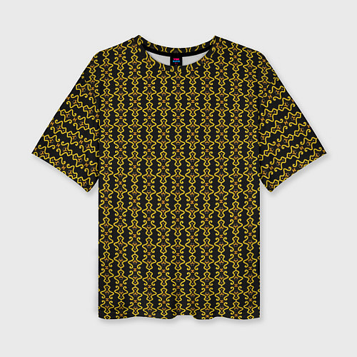Женская футболка оверсайз Узоры чёрно-золотой паттерн / 3D-принт – фото 1
