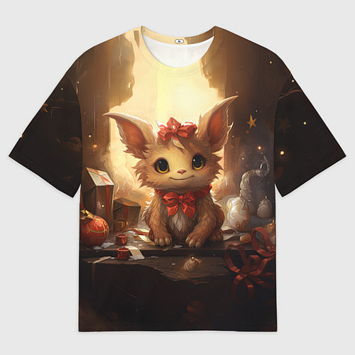 Женская футболка оверсайз Дракоша в огоньках 2024 / 3D-принт – фото 1