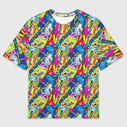 Женская футболка оверсайз Multicolored guitars