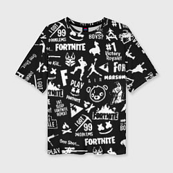 Женская футболка оверсайз Fortnite alllogo black