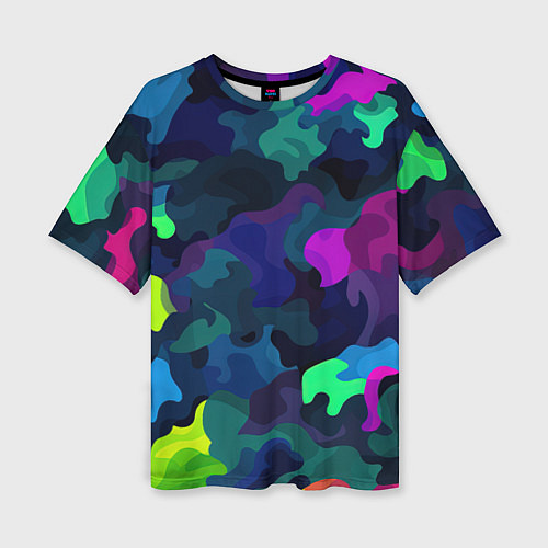 Женская футболка оверсайз Хаотичный камуфляж / 3D-принт – фото 1