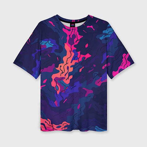 Женская футболка оверсайз Яркая абстракция в стиле камуфляжа / 3D-принт – фото 1