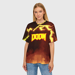 Футболка оверсайз женская Doom storm огненное лого, цвет: 3D-принт — фото 2