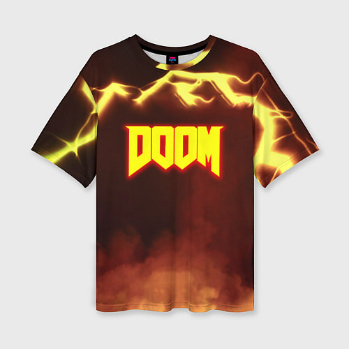 Женская футболка оверсайз Doom storm огненное лого / 3D-принт – фото 1