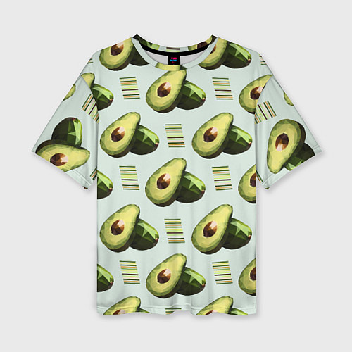 Женская футболка оверсайз Авокадо и полосы / 3D-принт – фото 1