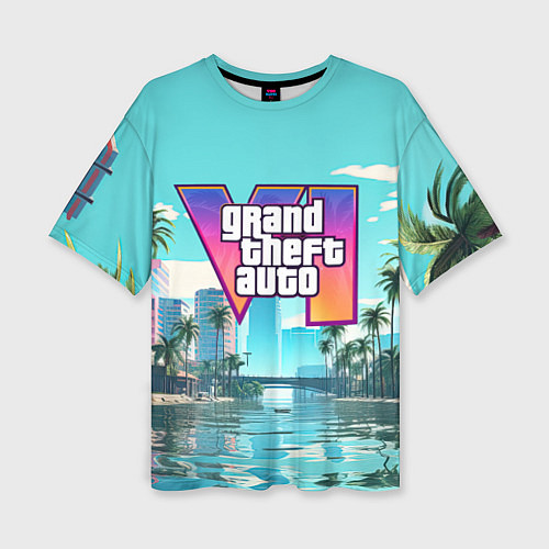Женская футболка оверсайз GTA6 солечный город / 3D-принт – фото 1