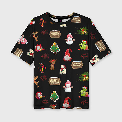 Женская футболка оверсайз Много новогодних игрушек / 3D-принт – фото 1