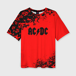 Женская футболка оверсайз AC DC skull rock краски