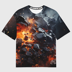 Футболка оверсайз женская Взрыв камней и плит, цвет: 3D-принт