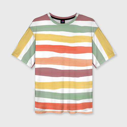 Женская футболка оверсайз Разноцветные полосы от руки / 3D-принт – фото 1