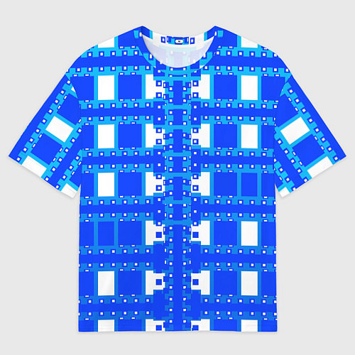 Женская футболка оверсайз Синие и белые квадраты / 3D-принт – фото 1