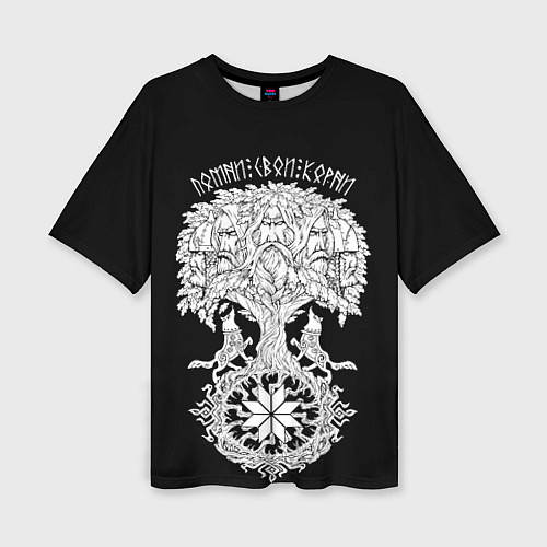 Женская футболка оверсайз Славянские воины - помни свои корни / 3D-принт – фото 1